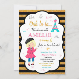 Einladung zum Pariser Geburtstag zum Girl Eiffel-T
