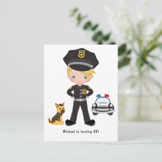 Einladung zum Party der Polizei Postkarte (Stehend Vorderseite)