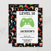 Einladung zum Party-Level-Up-Kindergeburtstag (Vorne/Hinten)