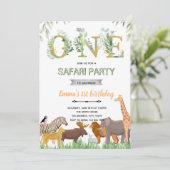 Einladung zum Party ONEgreenery Zoo (Stehend Vorderseite)