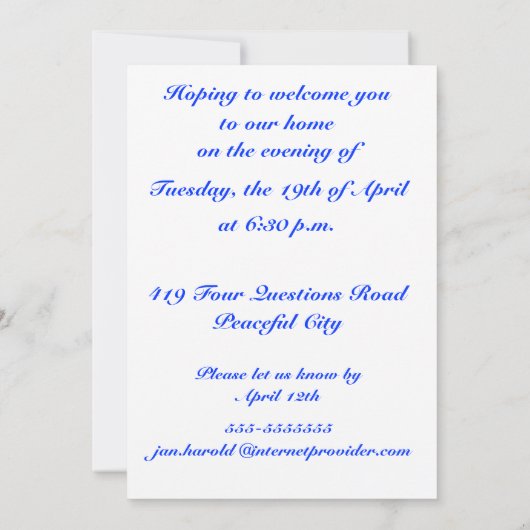 Einladung zum Passahfest Seder (Rückseite)