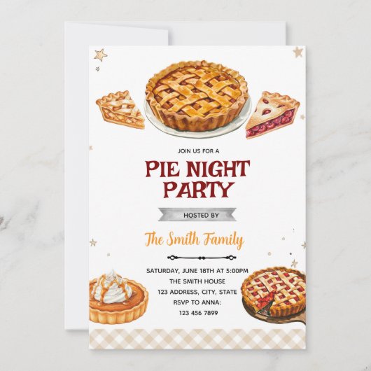 Einladung zum Pie-Party-Thema (Vorderseite)