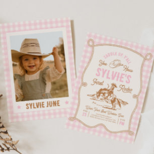 Einladung zum Pink Gingham Rodeo Gedruckt oder D