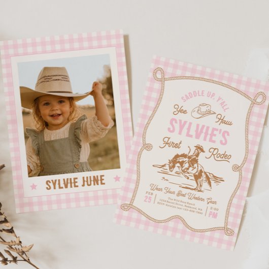 Einladung zum Pink Gingham Rodeo | Gedruckt oder D