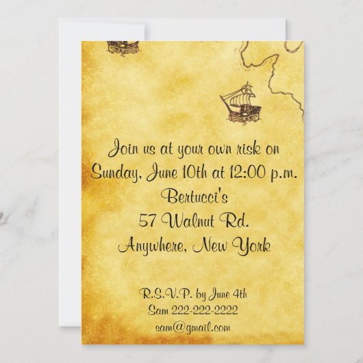 Einladung zum Piratengeburt (Rückseite)