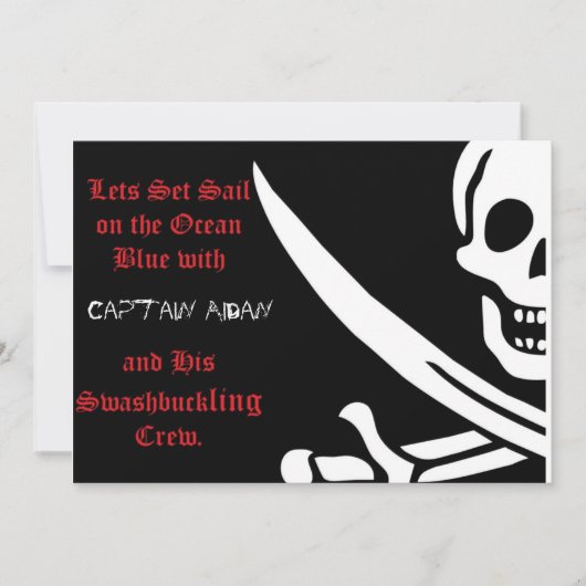 Einladung zum Piratenschädel und Kreuzknochen (Vorderseite)