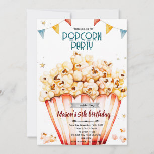 Einladung zum Popcorn-Party-Thema