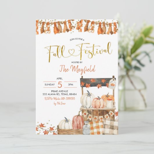 Einladung zum Pumpkin Fall Festival (Stehend Vorderseite)