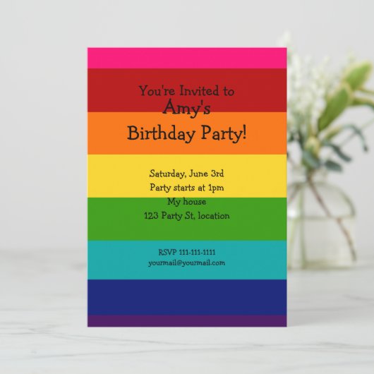 Einladung zum Rainbow-Geburtstag (Stehend Vorderseite)