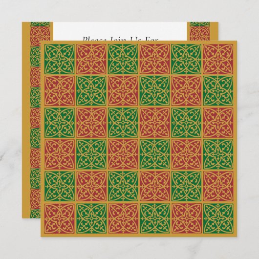 Einladung zum Red Green Simple Holiday Square (Vorne/Hinten)
