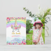 Einladung zum Red Magical Unicorn Foto (Stehend Vorderseite)