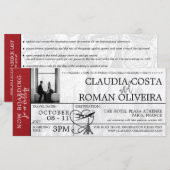 Einladung zum Red Paris Wedding Boarding Pass (Vorne/Hinten)