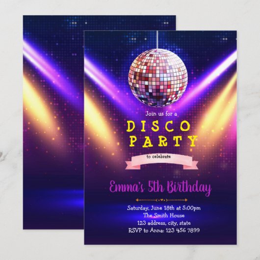 Einladung zum Retro Disco Tanz (Vorne/Hinten)