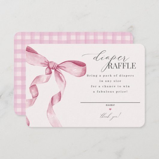 Einladung zum rosa Coquette Bow Diaper Raffel einf (Vorne/Hinten)
