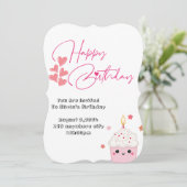 Einladung zum rosa Design vor einem Jahr (Stehend Vorderseite)