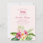 Einladung zum Rosa Tropischen Geburtstag (Vorderseite)