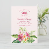 Einladung zum Rosa Tropischen Geburtstag (Stehend Vorderseite)