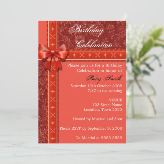 Einladung zum Roten Geburtstag (Stehend Vorderseite)