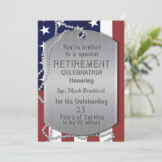 Einladung zum Ruhestand - Militär - Hundemarken — (Stehend Vorderseite)