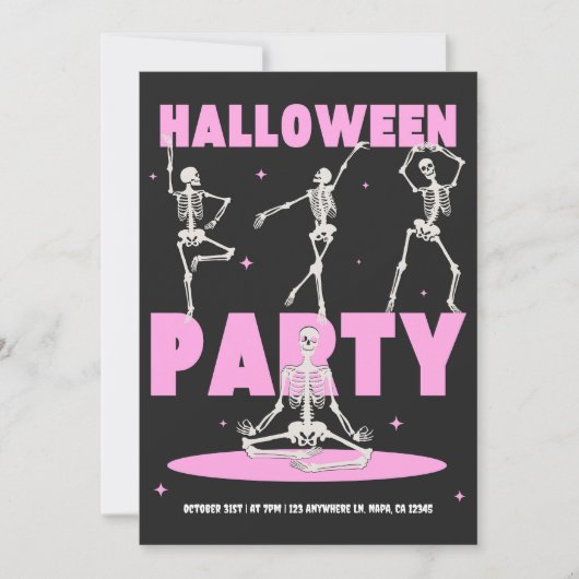 Einladung zum Schwarz-Rosa-Halloween-Party (Vorderseite)