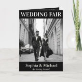 Einladung zum Schwarz-Weiß-Hochzeitsmagazin (Vorderseite)