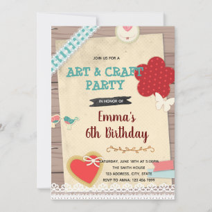 Einladung zum Scrapbooking- und Kunstparty-Thema