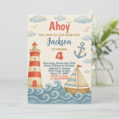 Einladung zum Segel Away Nautical Birthday (Stehend Vorderseite)