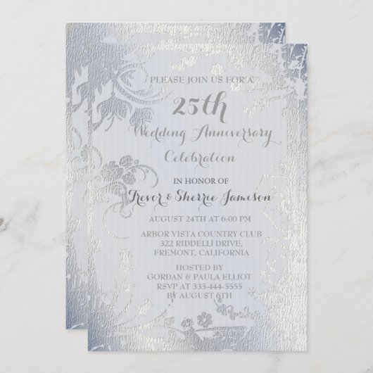 Einladung zum Silver Glimmer Blumenzettel (Vorne/Hinten)