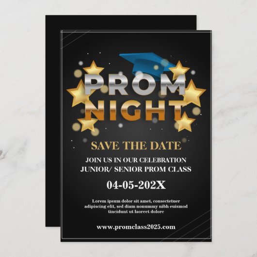 Einladung zum Silver Party in Black & Gold (Vorne/Hinten)