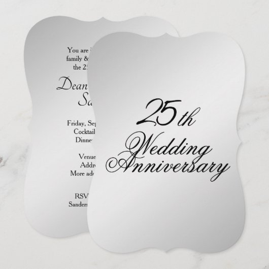 Einladung zum Silver Wedding Jubiläum (Vorne/Hinten)