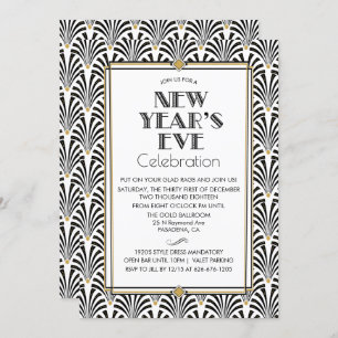 Einladung zum Silvesterabend Art Deco Gatsby