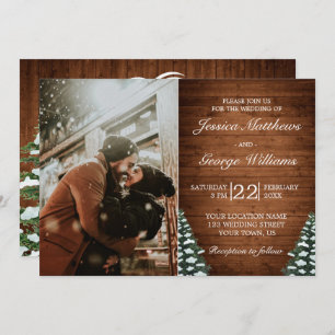 Einladung zum Snowy Wood & Forest Pine Wedding Fot
