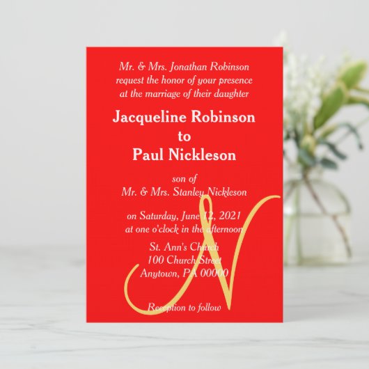 Einladung zum Sonnenuntergang Mit Monogramm Hochze (Stehend Vorderseite)