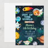 Einladung zum Space Dinosaur Thema (Vorne/Hinten)