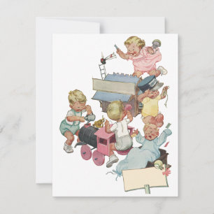 Einladung zum Spielen mit Spielzeugzügen für Kinde