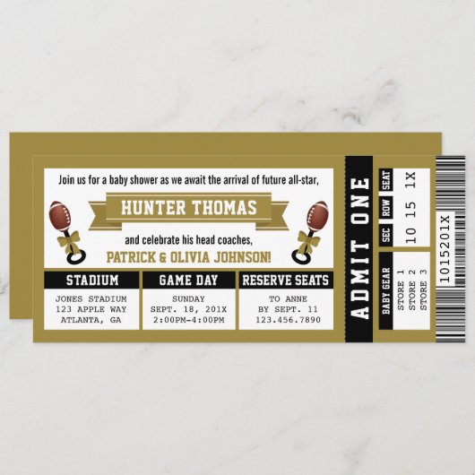 Einladung zum Sportzeitraum Baby Shower, Black, Go (Vorne/Hinten)