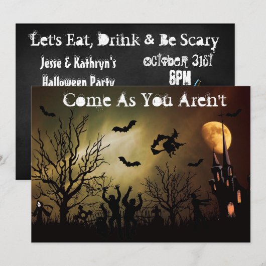 Einladung zum Spuk Halloween-Party (Vorne/Hinten)