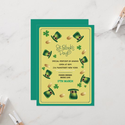 Einladung zum St. Patrick's Day (Vorderseite/Rückseite Beispiel)