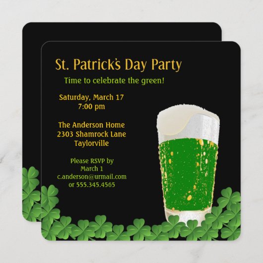 Einladung zum St. Patrick's Day Beer (Vorne/Hinten)