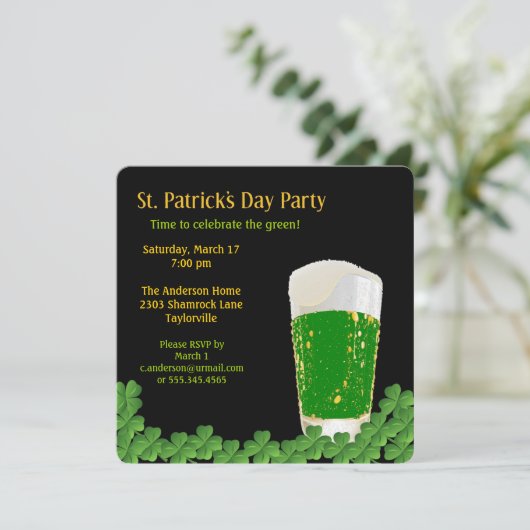 Einladung zum St. Patrick's Day Beer (Stehend Vorderseite)
