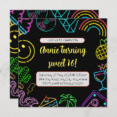 Einladung zum Teenager Geburtstag - bearbeitbar (Vorne/Hinten)