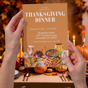 Einladung zum Thanksgiving-Dinner Festtafel