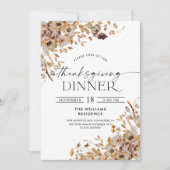 Einladung zum Thanksgiving-Dinner mit Herbstlaub (Vorderseite)