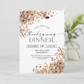 Einladung zum Thanksgiving-Dinner mit Herbstlaub (Stehend Vorderseite)
