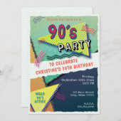 Einladung zum Thema "90er PARTY" (Vorne/Hinten)