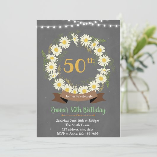 Einladung zum Thema Daisy (Stehend Vorderseite)