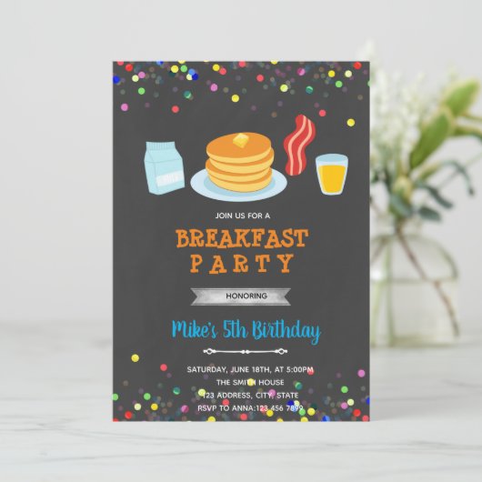 Einladung zum Thema "Frühstücksjunge" (Stehend Vorderseite)