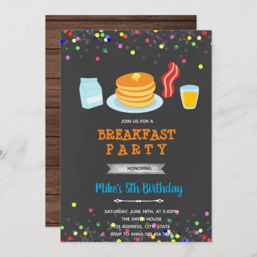 Einladung zum Thema "Frühstücksjunge" (Vorne/Hinten)