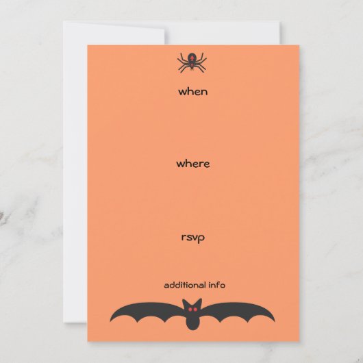 Einladung zum Thema Halloween-Party der 70er Jahre (Rückseite)