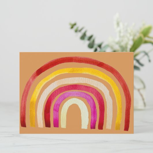 Einladung zum Thema Hippy-60er-Regenbogen-Retro-Pa (Stehend Vorderseite)